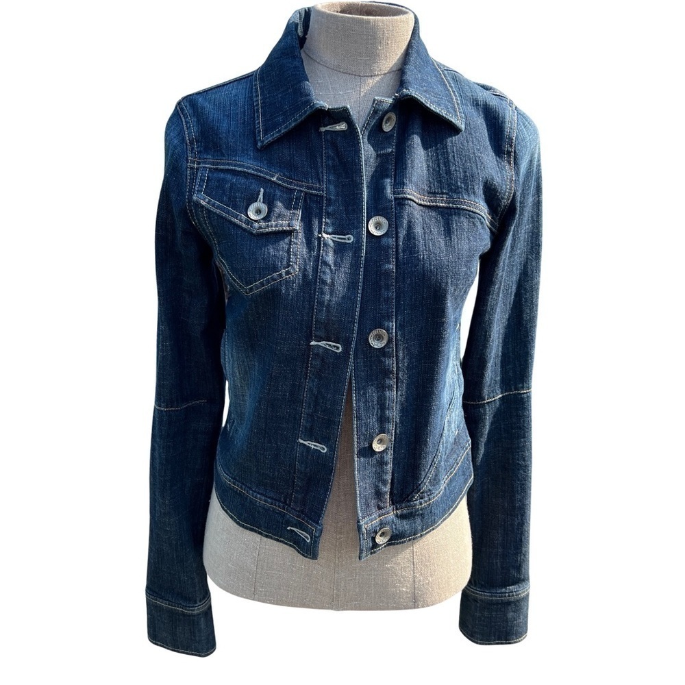 Volcom Dark Wash Denim Fitted Casual Jean Jacket Size 5